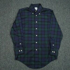 Brooks Brothers Shirt Mens Small Blue Green Black Watch Tartan Plaid Long Sleeve